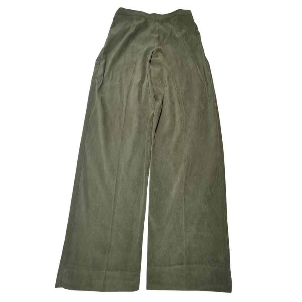 Vintage Olive Green Wide Leg High Waisted Trousers Elastic Back Pants 34x29